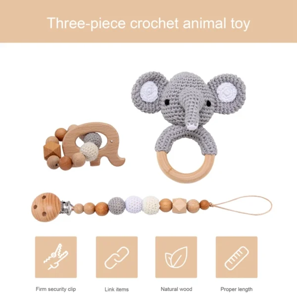 1set Baby Rattle Wooden Crochet Elephant Bells Music Teething Bracelet Pacifier Dummy Clips Gym Play Rodent Baby Products Toy 3 1set Baby Rattle Wooden Crochet Elephant Bells Music Teething Bracelet Pacifier Dummy Clips Gym Play Rodent Baby Products Toy 3