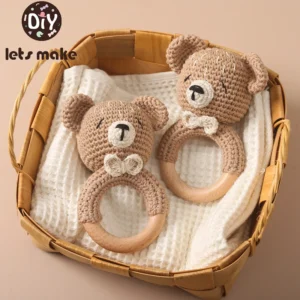 1PC Crochet Animal Bear Rattle Toy Soother Bracelet Wooden Teether Ring Baby Product Mobile Pram Crib Wooden Toys Newborn Gifts 1 1PC Crochet Animal Bear Rattle Toy Soother Bracelet Wooden Teether Ring Baby Product Mobile Pram Crib Wooden Toys Newborn Gifts 1