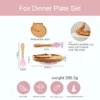 Bamboo Wooden Fox Dinner Plates Children Tableware Feeding Supplies Suction Spoon Fork BPA Free Silicone Infant Tableware Set 5