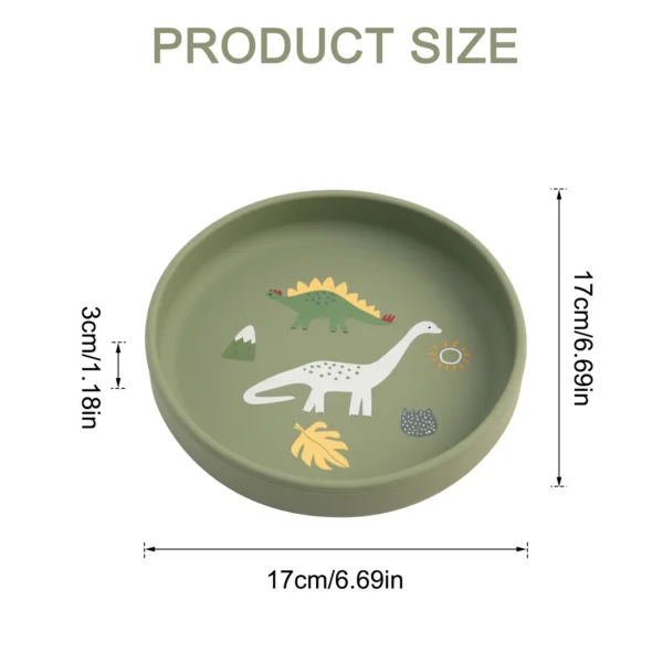 1PCS Dinosaur Silicone Baby Plate BPA Free Cartoon Food Tray For Toddlers Self Feeding Training 6M+ Easy Clean Tableware 3