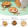 Bamboo Wooden Fox Dinner Plates Children Tableware Feeding Supplies Suction Spoon Fork BPA Free Silicone Infant Tableware Set 4