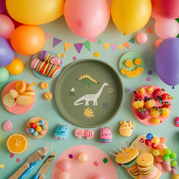 1PCS Dinosaur Silicone Baby Plate BPA Free Cartoon Food Tray For Toddlers Self Feeding Training 6M+ Easy Clean Tableware 5