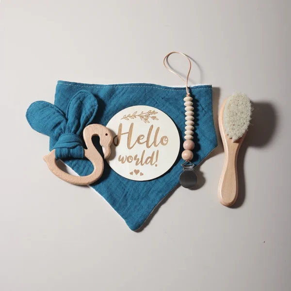 Baby bibs Gift Set With flamingo Teething Pacifier Chain Rattle wool brush New Born Baby Teether Set 2 Baby bibs Gift Set With flamingo Teething Pacifier Chain Rattle wool brush New Born Baby Teether Set 2