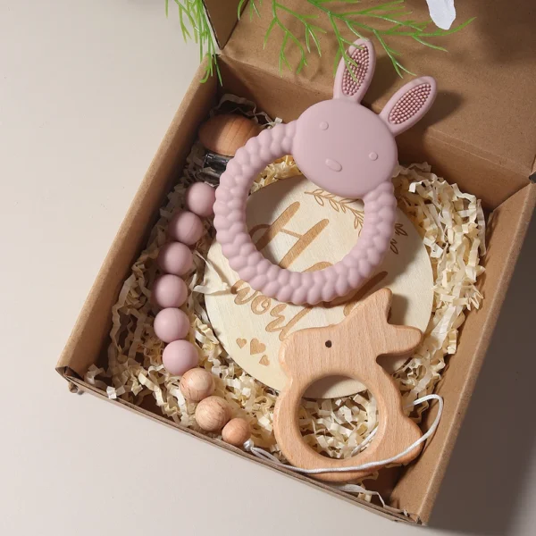 baby silicone rabbit bunny teether with pacifier chain newborn gift set newborn essentials TG89 5 baby silicone rabbit bunny teether with pacifier chain newborn gift set newborn essentials TG89 5