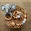 1set Baby Rattle Wooden Crochet Elephant Bells Music Teething Bracelet Pacifier Dummy Clips Gym Play Rodent Baby Products Toy 6 1set Baby Rattle Wooden Crochet Elephant Bells Music Teething Bracelet Pacifier Dummy Clips Gym Play Rodent Baby Products Toy 6