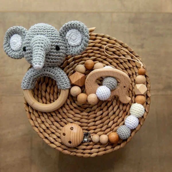 1set Baby Rattle Wooden Crochet Elephant Bells Music Teething Bracelet Pacifier Dummy Clips Gym Play Rodent Baby Products Toy 6 1set Baby Rattle Wooden Crochet Elephant Bells Music Teething Bracelet Pacifier Dummy Clips Gym Play Rodent Baby Products Toy 6
