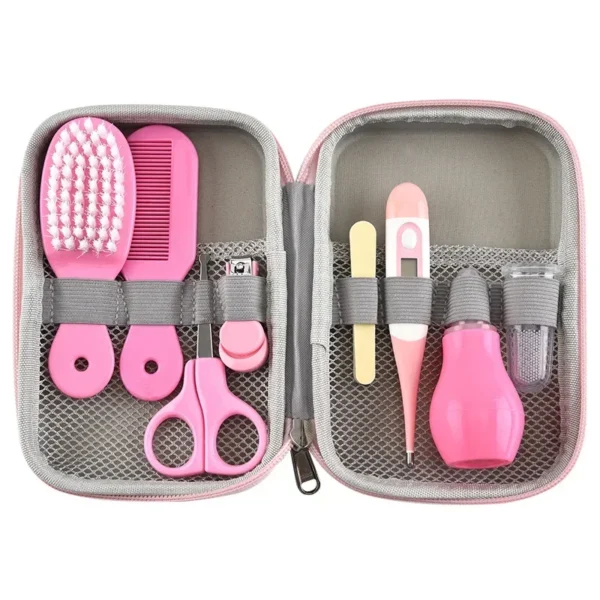 Baby Care EVA Bag Eight-piece Set Baby Nasal Aspirator Nail Scissors Cartoon Set Daily Cleaning Supplies Care Bag 4
