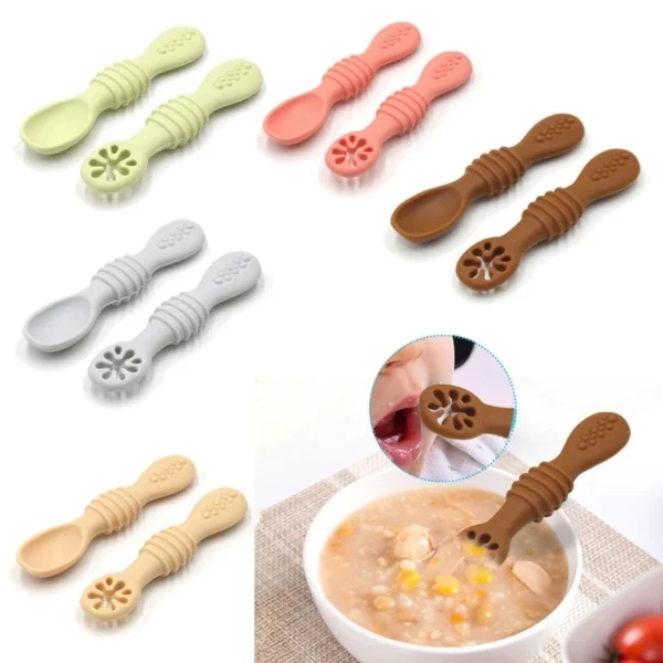 Silicone Baby Sucker Silicone Dining Plate Rice Spoon Set Cute Cartoon Children Dishes Smile Face Baby Tableware Retro Kid Bowl 3